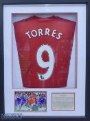 Fernando Torres Signed Liverpool FC Home replica Football Shirt in red, signed to the reverse in