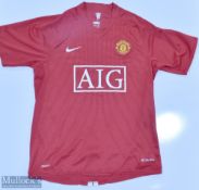 2007/09 Manchester United Home Football Shirt in red, AIG/Nike sponsor, short sleeve, size M