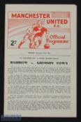 1964/65 Neutral match at Old Trafford: FAC 2nd replay Barrow v Grimsby Town 4 page reserve type