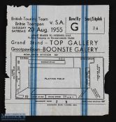 1955 S Africa v British & I Lions Test Ticket: Newlands issue, Cape Town, from the great series if