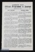 1922-23 Cardiff City Reserves v Aberdare Reserves Football Programme in The Welsh League - from a