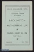 1949/50 Bridlington v Rotherham Utd friendly match programme 28 January 1950 at the Queensgate