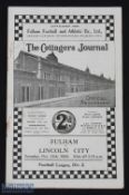 Pre-War 1932/33 Fulham v Lincoln City Div. 2 match programme 15 October 1932; fair/good. (1)