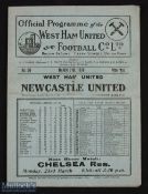 Pre-War 1935/36 West Ham United v Newcastle Utd Div. 2 programme 21 March 1936; fold, kept flat,