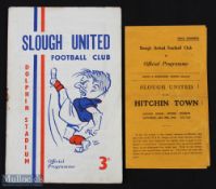 1944/45 Slough Utd v Hitchin Town league match programme 20 January 1945, 1946/47 Slough Utd v