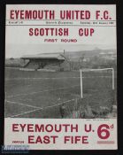 1951/52 Eyemouth Utd v East Fife Scottish Cup 1st round programme 26 January 1952; centre crease,