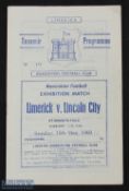 1959/60 Limerick v Lincoln City friendly exhibition match programme 15 May 1960 at Markets Field;