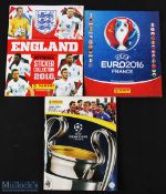 Panini Football Sticker Books, 3 full complete albums of Euro 2016, England 2016, 2014-2015 UEFA
