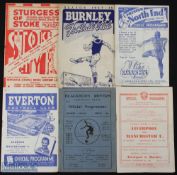 Manchester United 1947/48 away match programmes Preston NE, Everton, Stoke City, Blackburn Rovers,