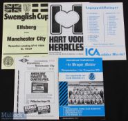 Manchester City overseas away match programmes 1978/79 SC Heracles 74 8 August, 1979/80 FC Bruges 12