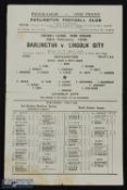 1947/48 Darlington v Lincoln City Div. 3 (N) programme 28 February 1948, single sheet; slight