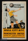 1948/49 Hull City v Manchester Utd FAC 6th round 26 February 1949 programme; team changes o/wise