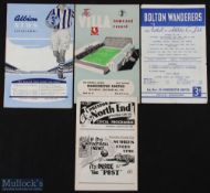1956/57 Manchester United away match programmes West Bromwich Albion, Aston Villa, Preston NE,