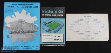 Selection of programmes 1956 Rangers v British Army (December 18th), 1956 FA XI v Army XI (7