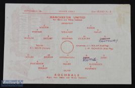 1945/1946 Manchester Utd v Rochdale Lancashire Cup match programme 5 September 1945; single sheet,