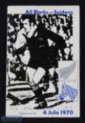 1970 NZ in SA Rugby Programme: The neat & sought-after Southwest Africa issue v the All Blacks of