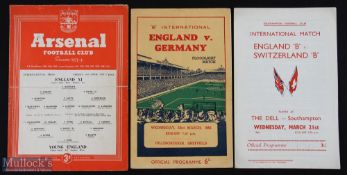 Selection of programmes 1954 England XI v Young England (3rd April at Arsenal) (creased), 1955