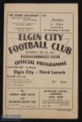 1952/53 Scottish Cup 1st round Elgin City v Third Lanark match programme 24 January 1953; fair/good.