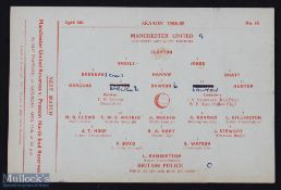 1958/59 Friendly match at Old Trafford Manchester United v British Police single sheet 6 April 1959,