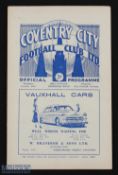 1953/54 Coventry City v Queen of the South floodlit friendly match 21 October 1953; fair/good. (1)