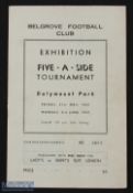 1957 Belgrove Football Club - 5-a-Side tourny match programme Dalymount Park, Dublin 31 May 1957 and