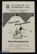 1952/53 Weymouth FC v Southampton friendly match programme 3 November 1952; fair. (1)