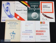 Collection of Switzerland 'B' international programmes v 1956 Germany (Olympic squad), v Belgium '