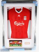 2009-10 Multi-Signed Liverpool FC Home Replica Football Shirt in white, finely presented and