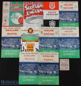 Full international programmes England homes v 1955 Scotland + match ticket (Duncan's debut), 1956