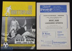 1964/65 European Cup Winners Cup Lausanne Sports v West Ham Utd programme 16 March 1965; 1975/76