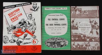 1954 Football League v Irish Football League (at Liverpool), 1956 League of Ireland v Football