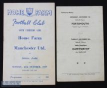 1959/60 Manchester United youth team away match friendlies v Bristol City 3 November 1959 (4 pager),