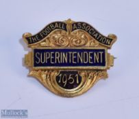 AMENDMENT 1951 The Football Association Superintendent enamel and gilt metal badge Wolverhampton