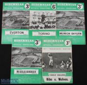Hibernian home programmes 1957/58 Wolverhampton Wanderers (friendly), 1960/61 Middlesbrough (