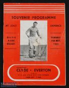 1953 at Celtic Park, Belfast: Clyde (including Stan Matthews, Ernie Taylor) v Everton souvenir