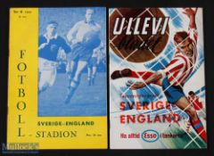1956 Sweden v England international match programme 16 May 1956; 1965 Sweden v England international