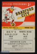 1950/51 Bradford City v Dunfermline Athletic friendly match programme 16 April 1951; fair/good. (1)