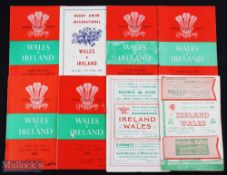 1951-1963 Wales v Ireland Rugby Programmes (8): The home issues from 1951-'63, including a clean '