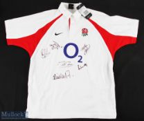2003 England Signed Rugby Jersey Shirt: Multi signed, with 6 signatures to include Martin Johnson,