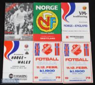 Collection of Norway international match programmes 1973 Republic of Ireland (6 June), 1979 Scotland