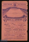 1951/52 Weymouth FC v Bournemouth & Boscombe friendly match programme 12 January 1952; fair at