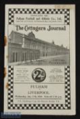 Pre-War 1933/34 Fulham v Liverpool FAC replay programme 17 January 1934; rusty staples, slight
