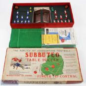 1955-56 Subbuteo Table Soccer, super assembled box set with 2 teams red shirts -white shorts, blue