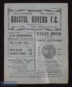 1923-24 Bristol, Rovers v Aberdare Football Programme, scarce 8-page programme
