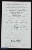 Wartime 1945/46 Southend Utd v Norwich City football league Div 3, 20 October 1945, single sheet;
