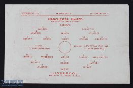 1944/1945 Manchester United v Liverpool War League North match programme 11 November 1944; single