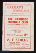 1949/50 Uxbridge FC v Charlton Athletic 'A' friendly match programme 5 November 1949; team