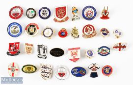 30 British Non-League Football Badges metal and enamel, with noted teams of Hyde United,