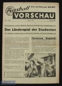 1954 Germany v England international amateur match programme at Dortmund 1st January 1954, large 4