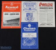 1953/54 Manchester United away programmes Charlton Athletic, Arsenal, Chelsea, Queens Park